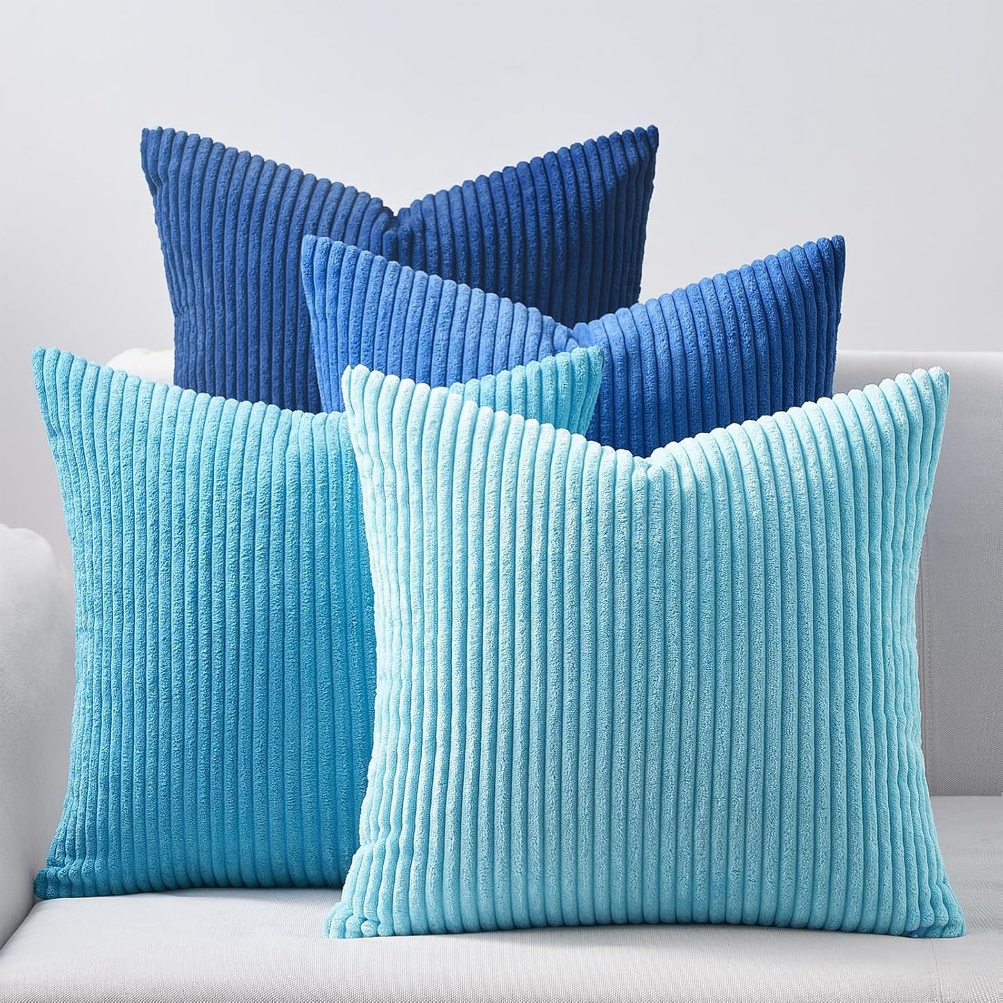 Throw Pillow Covers Cushion Cases, Set of 4 Soft Velvet Modern Double-Sided Designs, Mix and Match for Boho Farmhouse Fall Home Decor (18x18 inch, Orange/Teal)