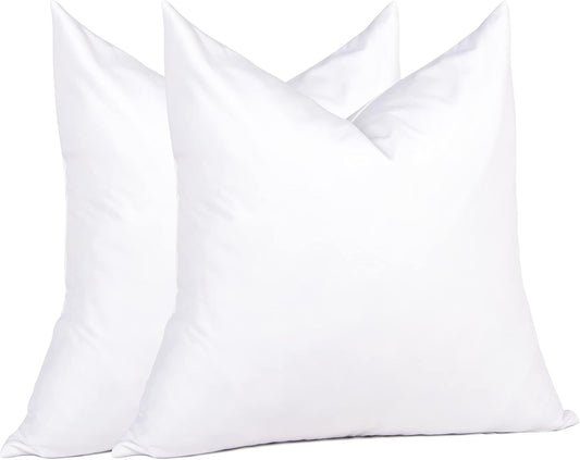 puredown® Feather Down Throw Pillow Inserts 22 x 22 (Pack of 2, White), Big Throw Pillows for Floor, Couch, Bed, Machine Washable