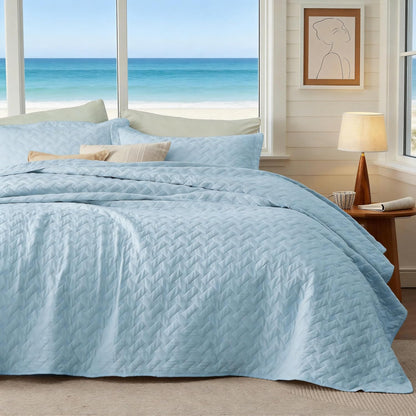 Quilts Queen Size - Grey Bedspreads Queen Size with Basket Weave Pattern, Soft Quilt Bedding Set, Lightweight Comforter Set Coverlet for All Seasons with 2 Pillow Shams (90" x 96") | Skin-Friendly Soft, All-Season Comfort, Breathable