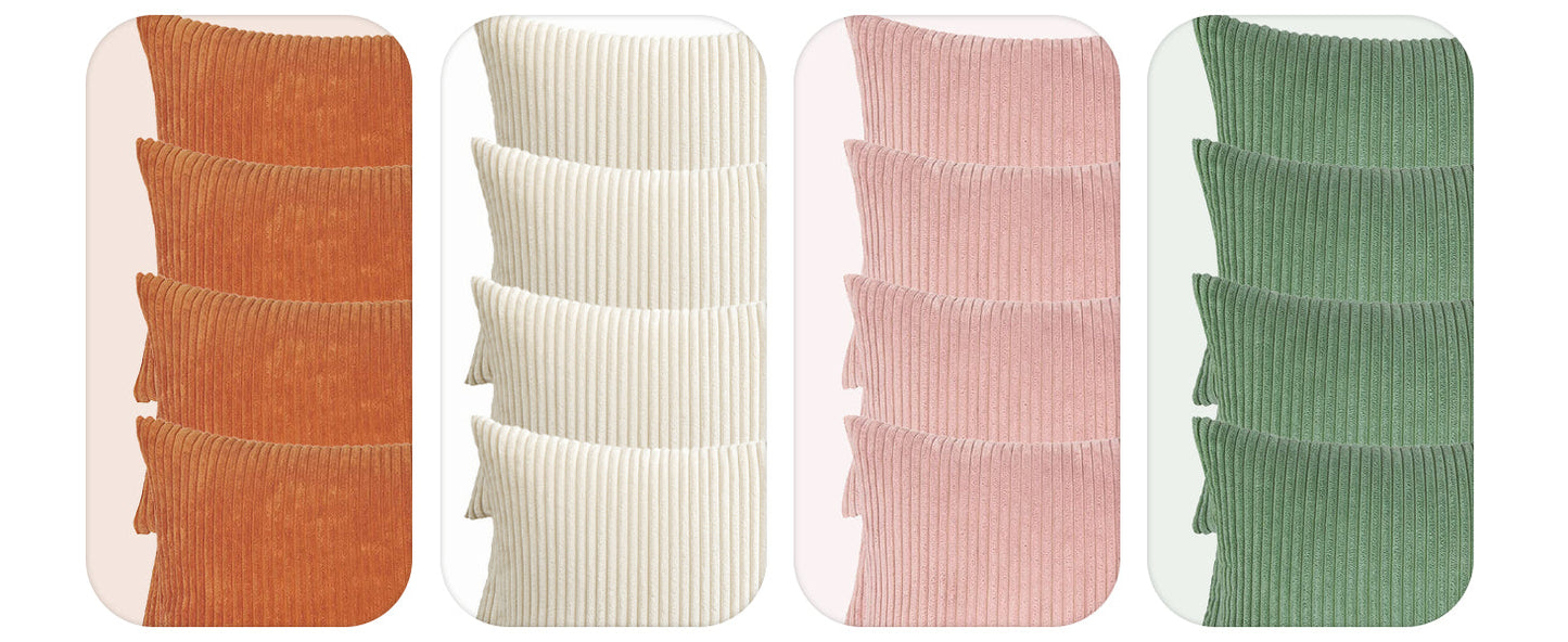 Boho Farmhouse Sage Green Throw Pillow Covers 18x18 Inch Set of 4 Mordern Nordic Cushion Covers Soft Corduroy Spring Home Decor for Couch Bed Sofa Living Room Forest Green