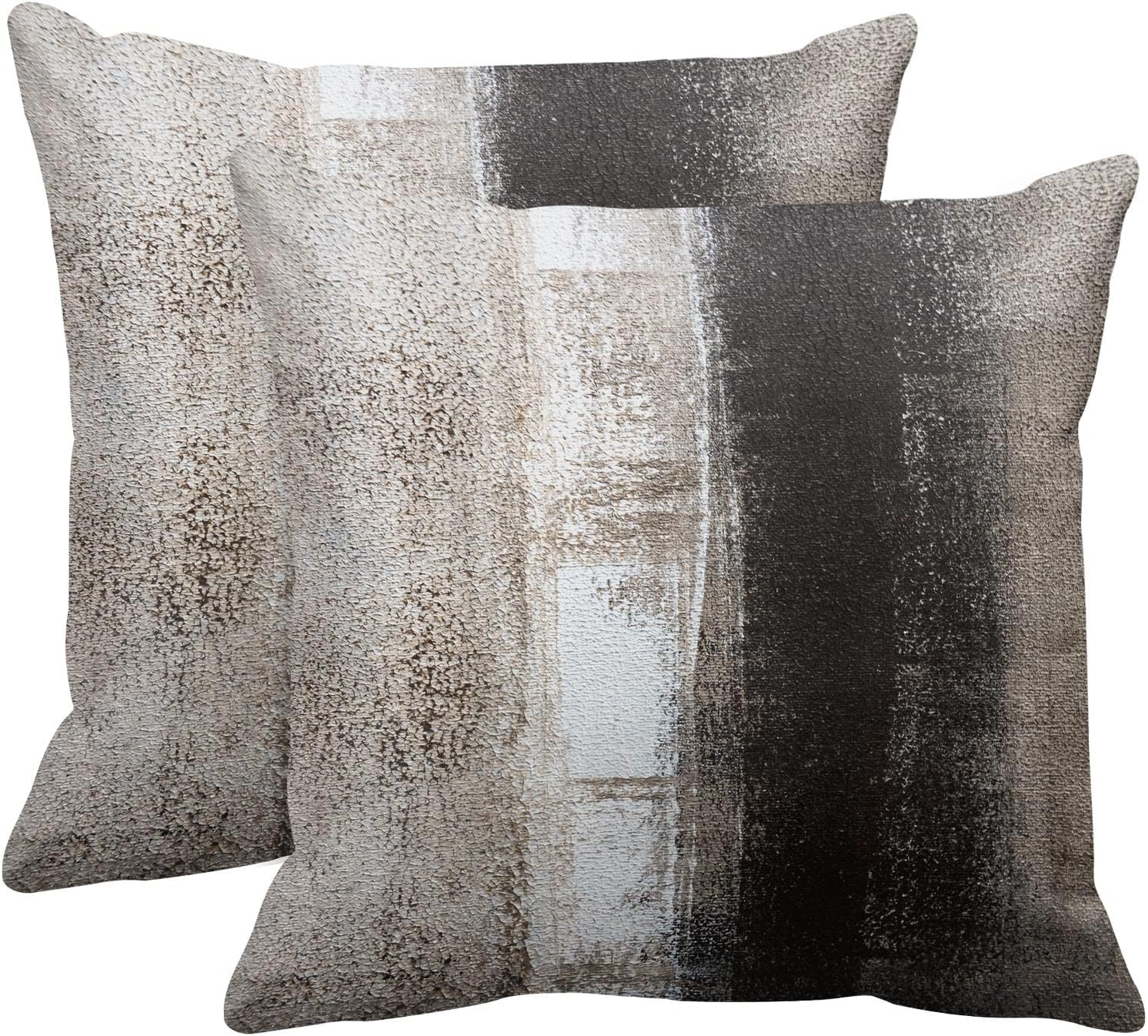 Emvency Set of 2 Throw Pillow Covers Modern Abstract Painting Blue White and Gray Decorative Sofa Pillow Cases Home Decor Standard Square 18x18 Inches Pillowcases