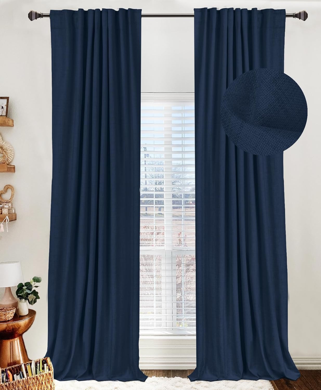 100% Blackout Shield Blackout Curtains for Bedroom 84 Inches Long, Back Tab/Rod Pocket Living Room Drapes, Thermal Insulated Blackout Curtains 2 Panels Set, 50" W x 84" L, Cream