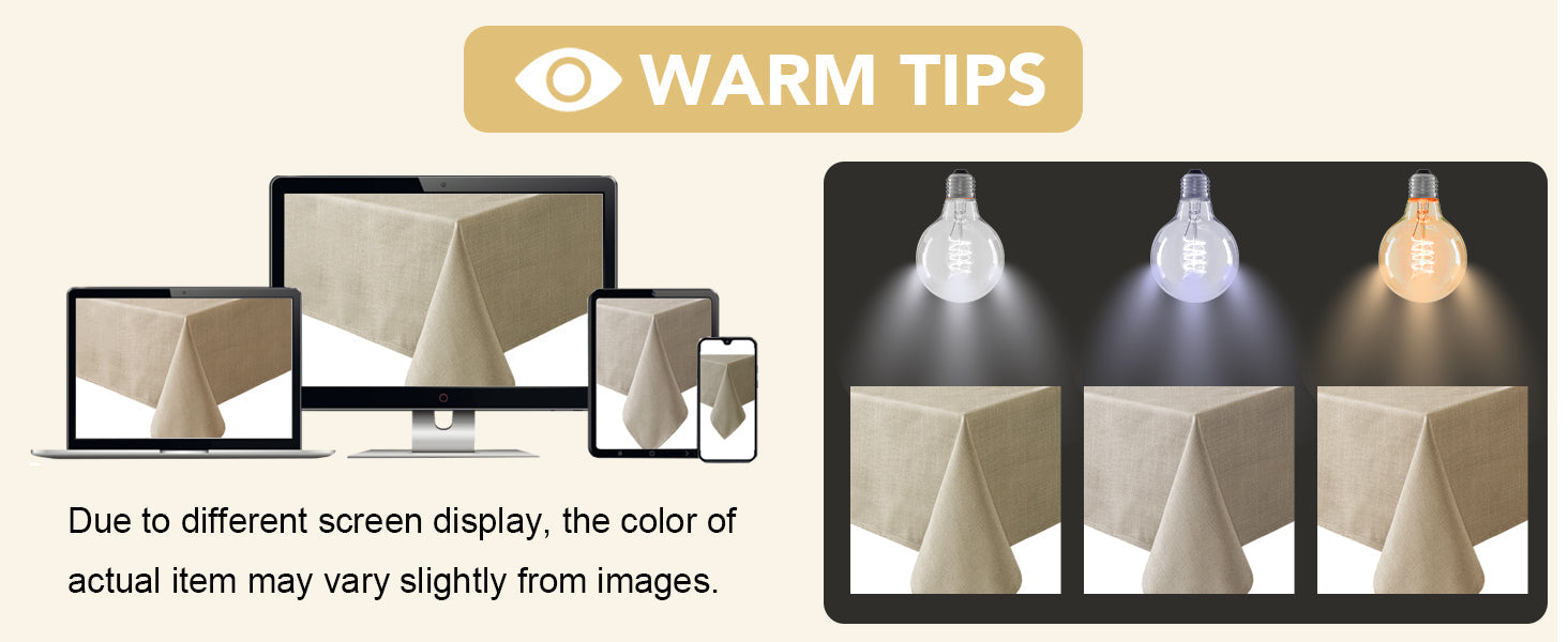 Linen Textured Table Cloths 60 x 120 Inch Premium Solid Tablecloth Spill-Proof Waterproof Table Cover for Dining Buffet Feature Extra Soft and Thick Fabric Wrinkle Free, Taupe
