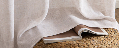 Natural White Linen Curtains 84 Inch Long for Bedroom Living Room, Soft Thick Linen Textured Window Drapes Semi Sheer Light Filtering Rod Pocket Back Tab Neutral Farmhouse Cream Ivory 2 Panels